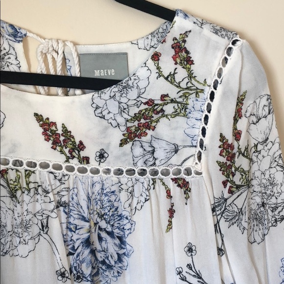 Anthropologie Tops - Anthropologie | Maeve white embroidery top